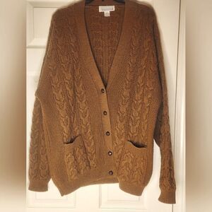 Vtg Clifford & Wills L Rysset CableKnitted Pockets100%WOOL ButtonsWomen Cardigan